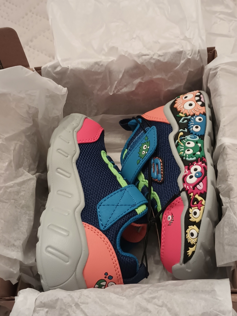 Kids Skechers Play Scene Navy, Pink & Lime Sneakers 6 Toddlers - Picture 4 of 14